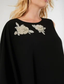 Abito asimmetrico in cady - NERO