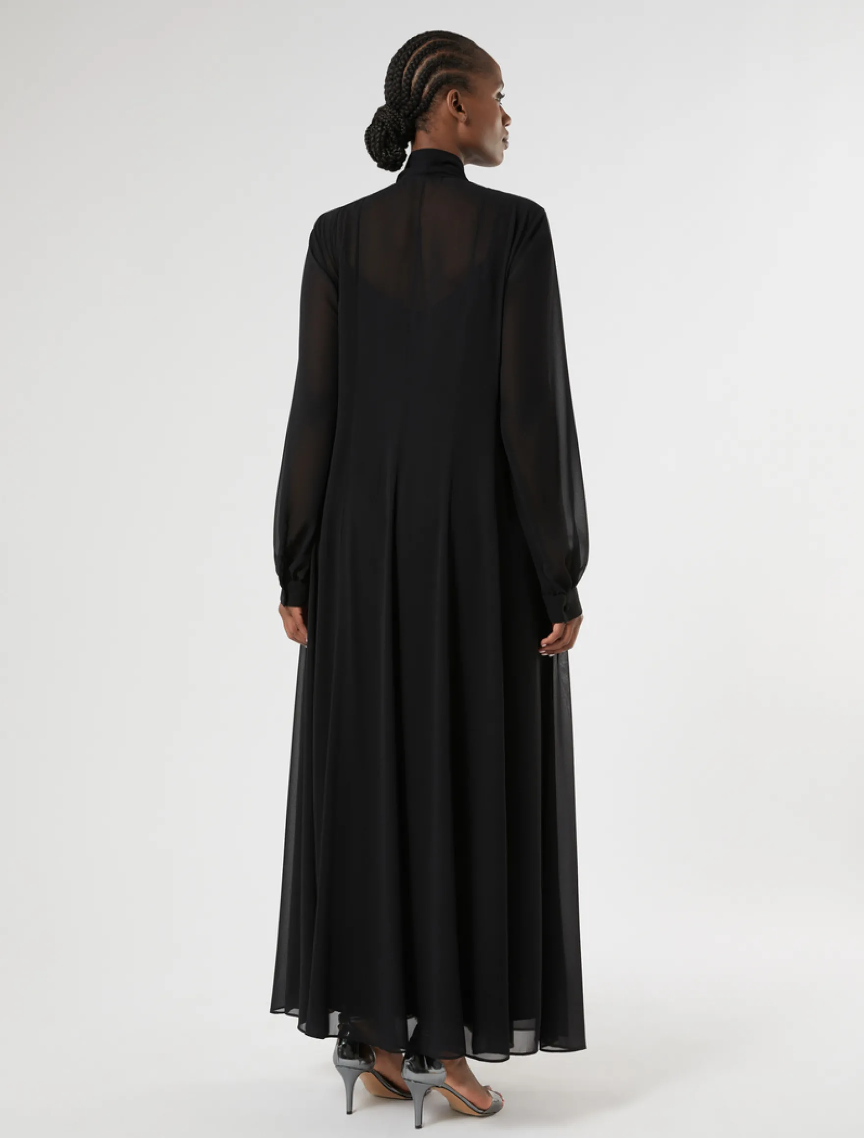 Abito chemisier con strass - NERO