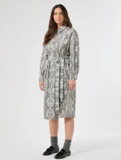 Abito chemisier in cotone - GRIGIO SCURO