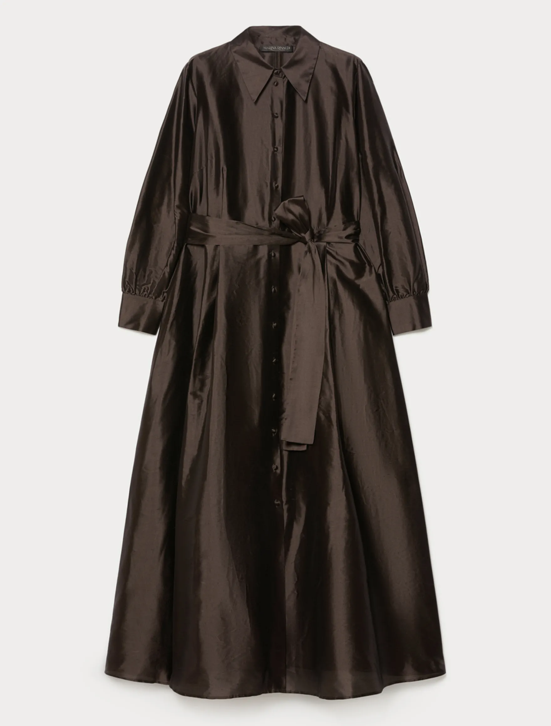 Abito chemisier in organza di seta - MARRONE SCURO