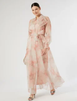 Abito chemisier in organza di seta - ROSA