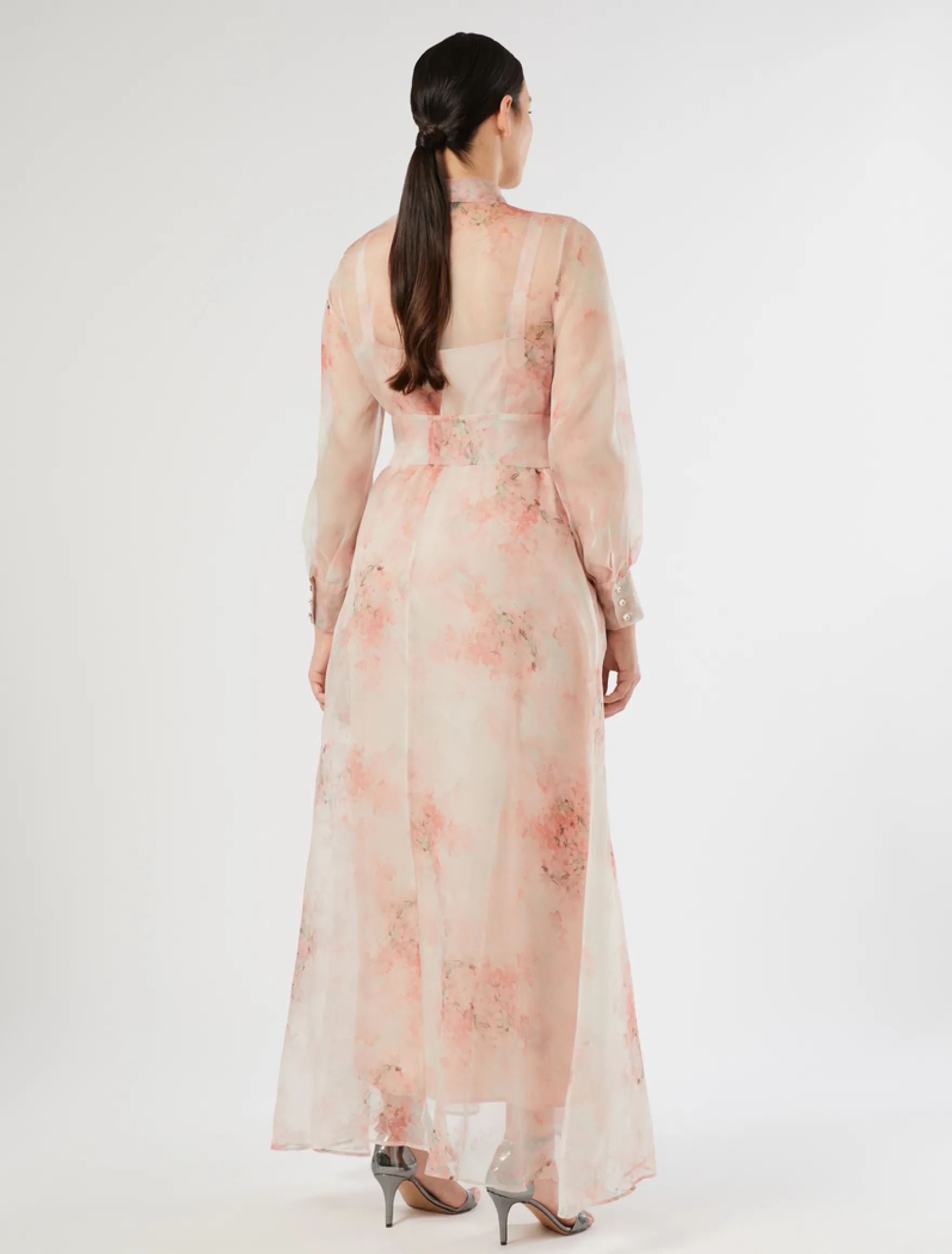 Abito chemisier in organza di seta - ROSA
