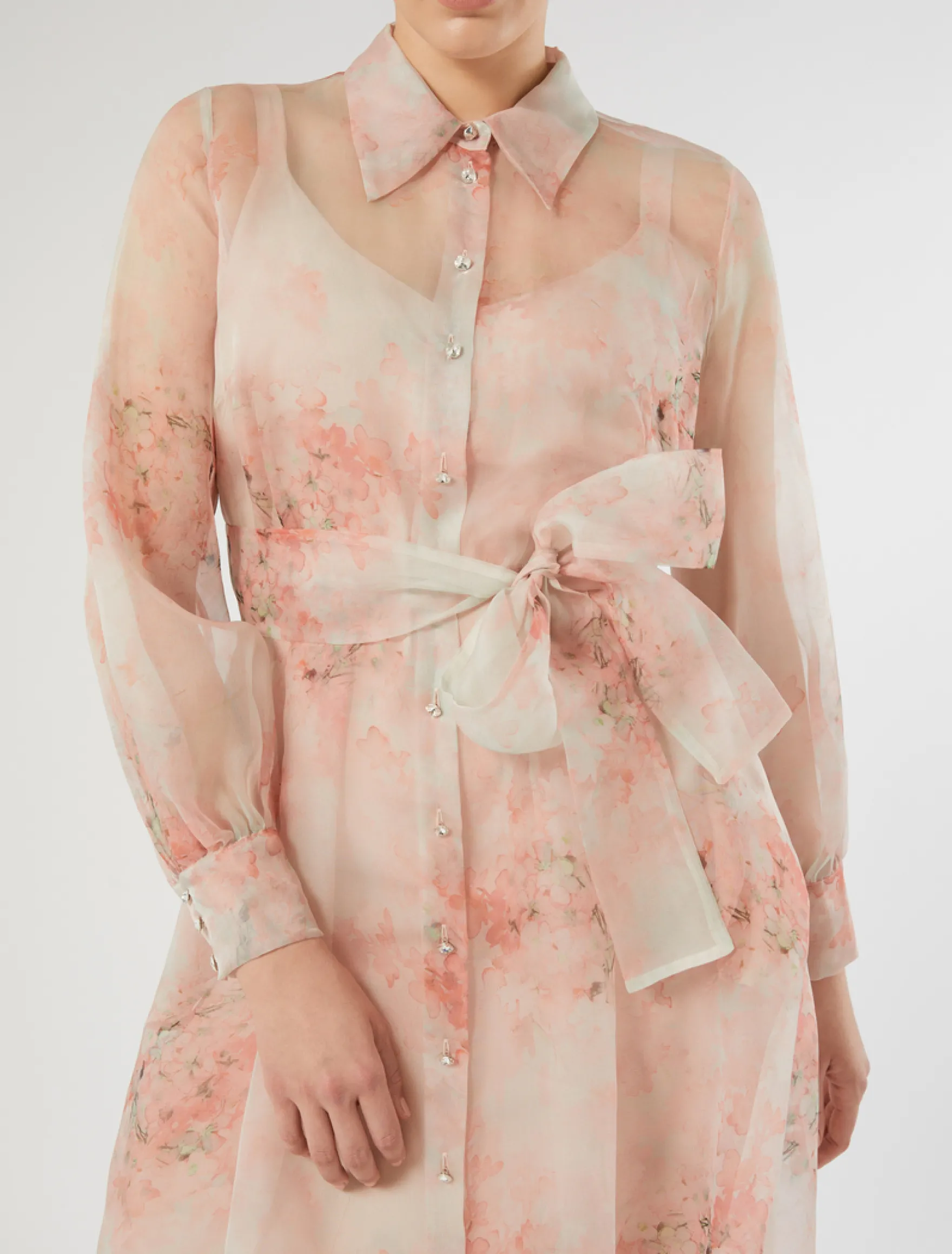 Abito chemisier in organza di seta - ROSA