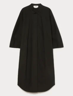 Abito chemisier in tela di cotone - NERO