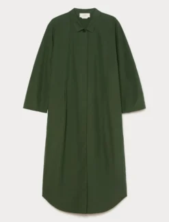 Abito chemisier in tela di cotone - VERDE SCURO