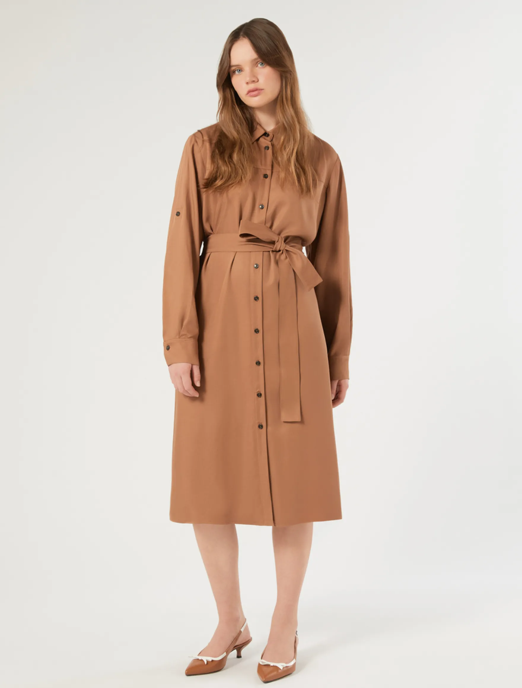 Abito chemisier in twill - CARAMELLO