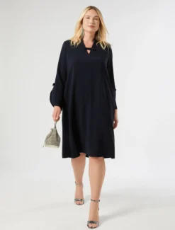 Abito in cady con fiocchi - BLU NOTTE