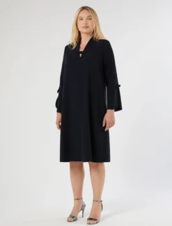 Abito in cady con fiocchi - BLU NOTTE