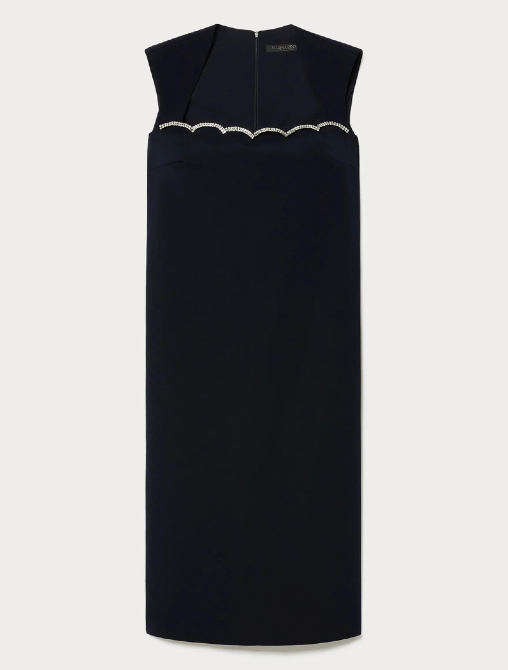 Abito in cady con ricamo - BLU NOTTE