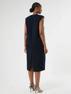 Abito in cady con ricamo - BLU NOTTE