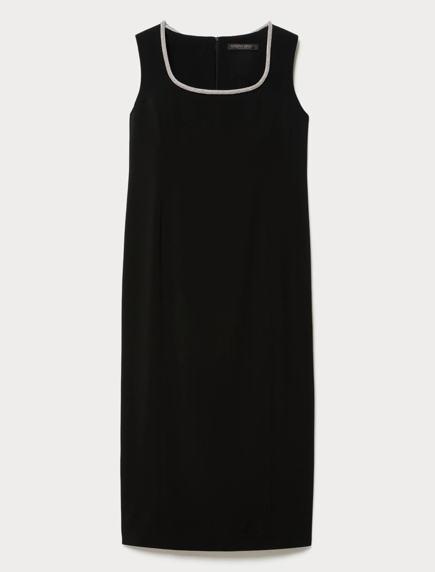 Abito in cady con ricamo - NERO