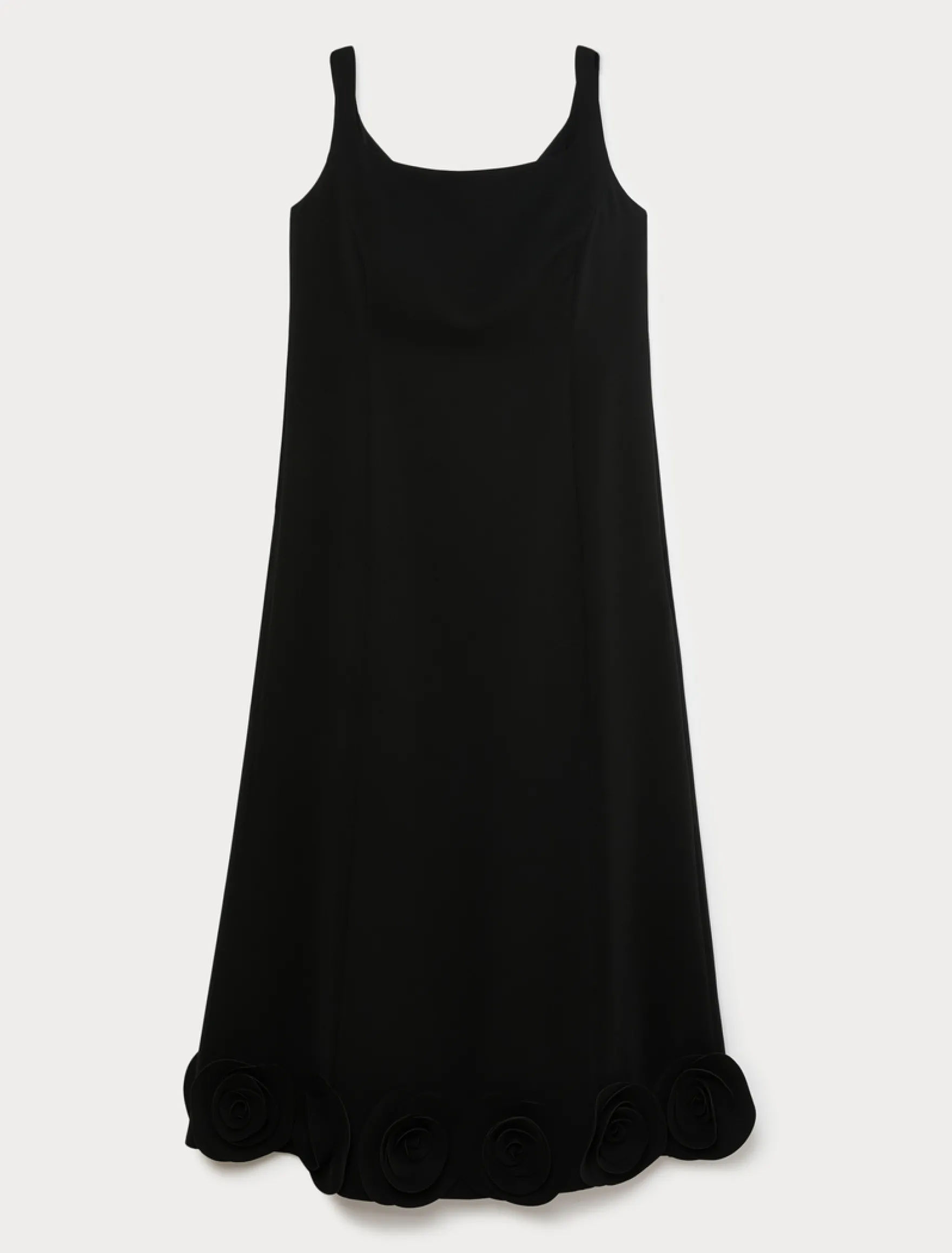 Abito in cady con rose - NERO