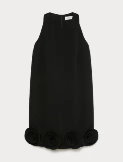 Abito in cady con rose - NERO