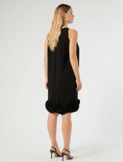 Abito in cady con rose - NERO