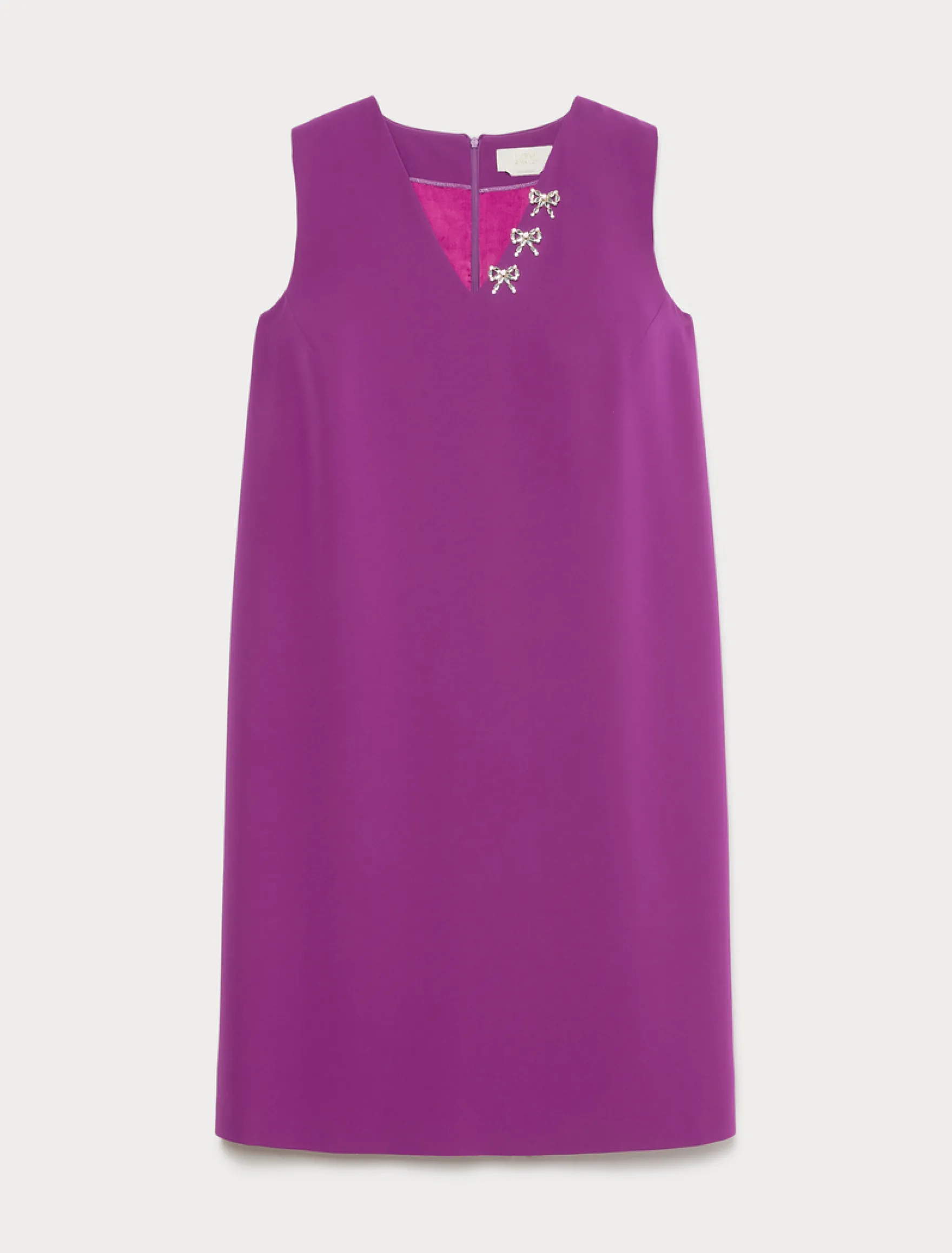 Abito in cady con strass - FUXIA VIOLA