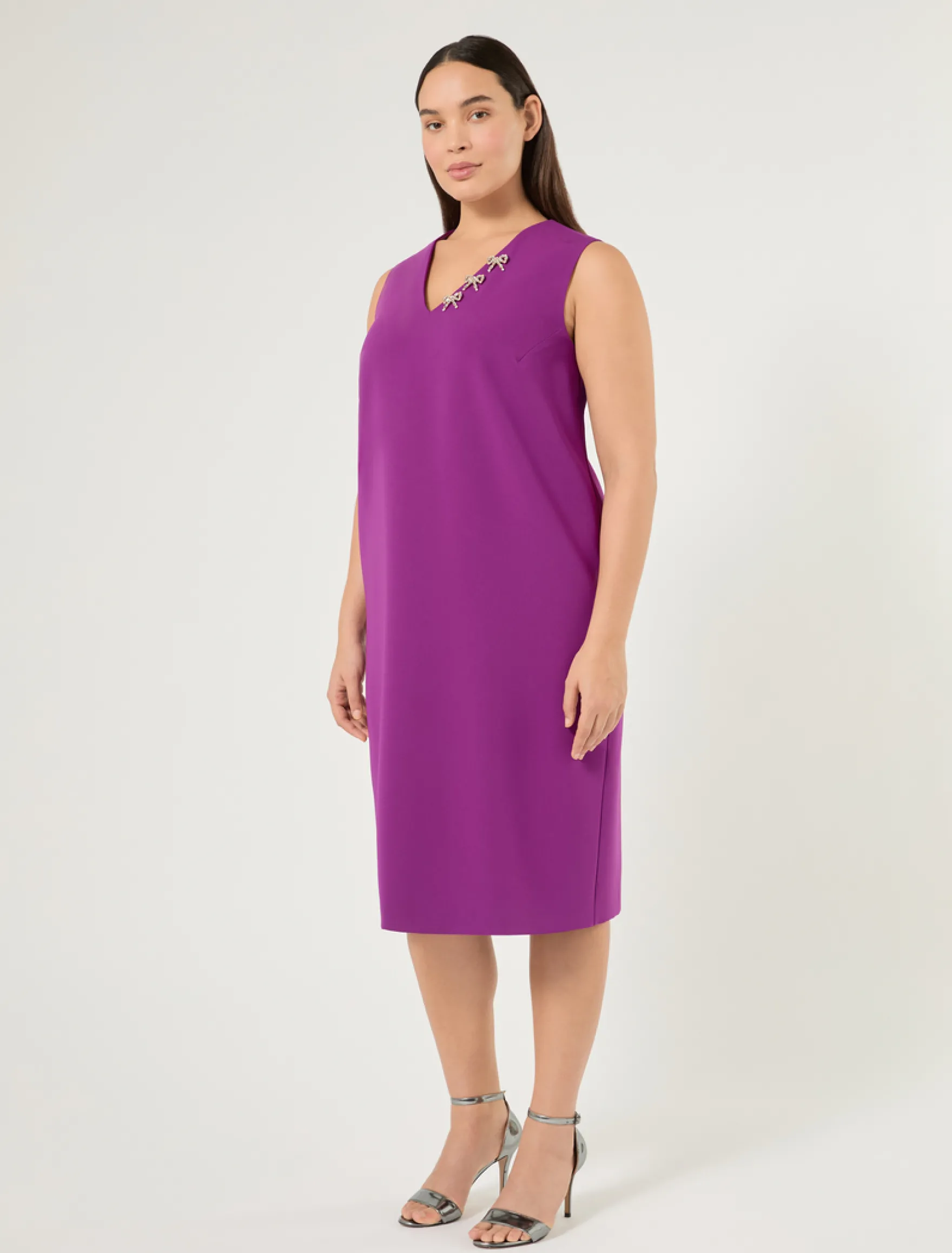 Abito in cady con strass - FUXIA VIOLA