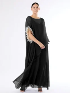 Abito in chiffon di pura seta - NERO