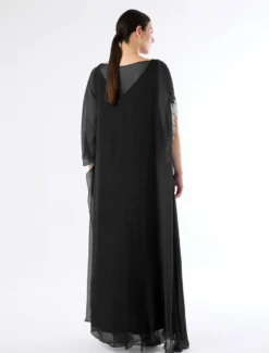 Abito in chiffon di pura seta - NERO