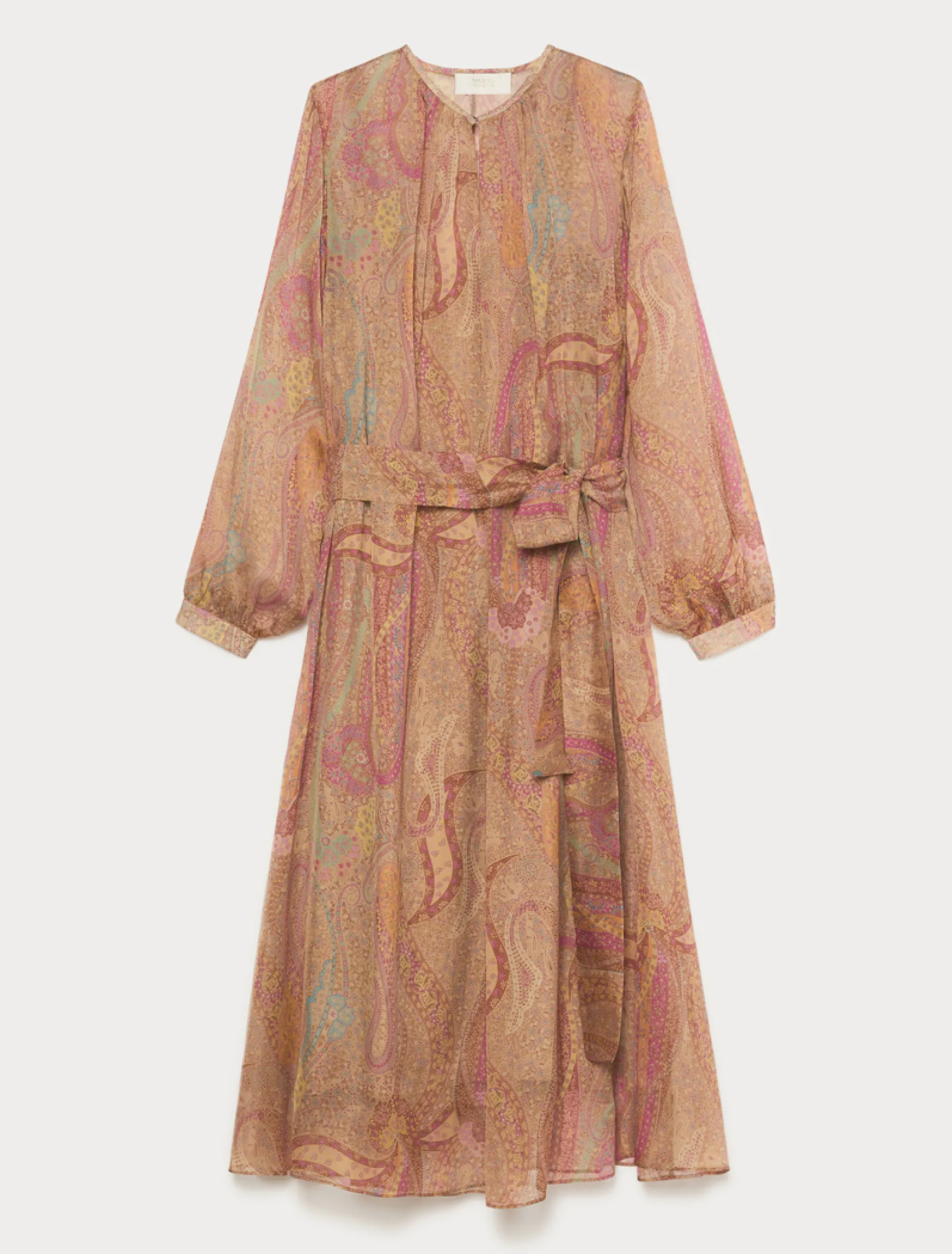 Abito in chiffon di seta - CAMMELLO