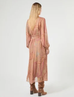 Abito in chiffon di seta - CAMMELLO