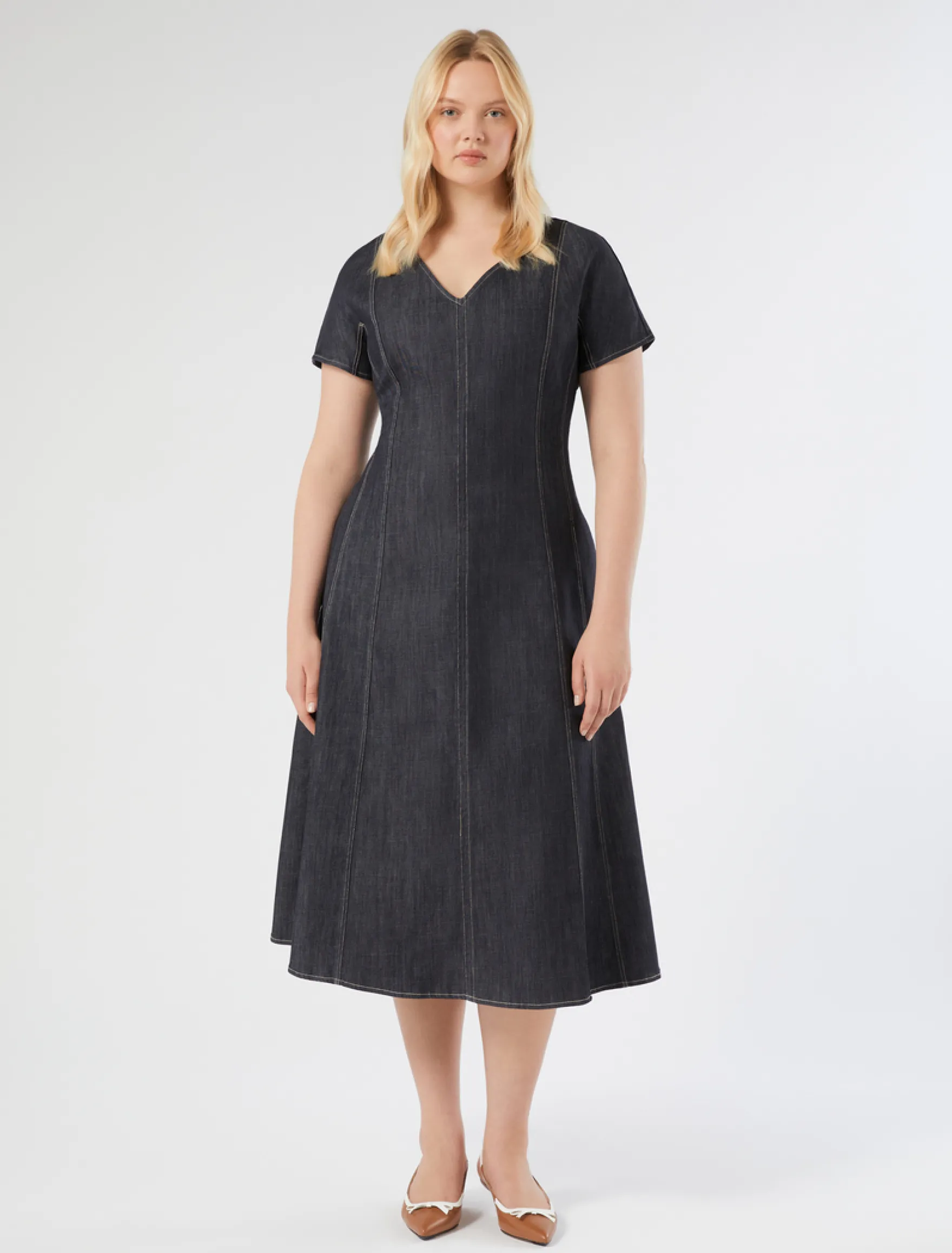 Abito in cotone effetto denim - BLU