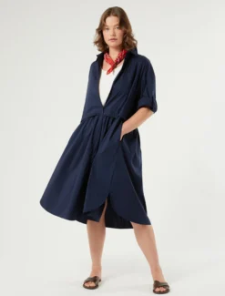 Abito in cotone e nylon stretch - BLU MARINO
