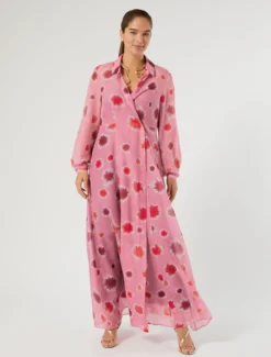Abito in cotone e seta - ROSA