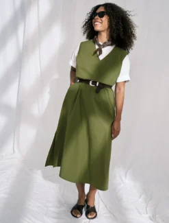 Abito in cotone - VERDE OLIVA