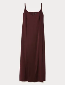 Abito in crêpe envers satin - ROSSO VIOLA
