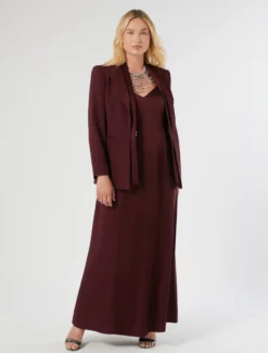Abito in crêpe envers satin - ROSSO VIOLA