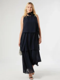 Abito in crêpe georgette - BLU NOTTE