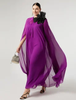 Abito in crêpe georgette - FUXIA VIOLA
