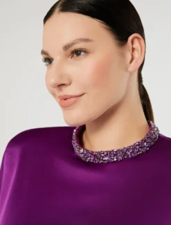 Abito in enver satin lucido - FUXIA VIOLA