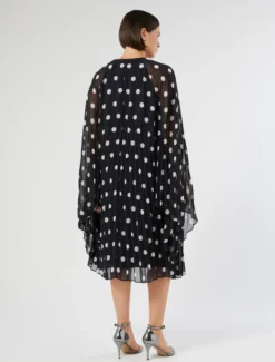 Abito in georgette a pois - BLU MARINO