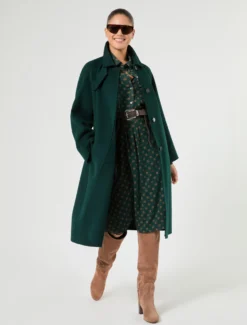 Abito in georgette con stampa - VERDE SCURO