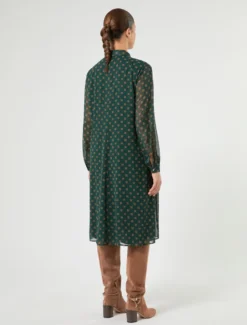 Abito in georgette con stampa - VERDE SCURO