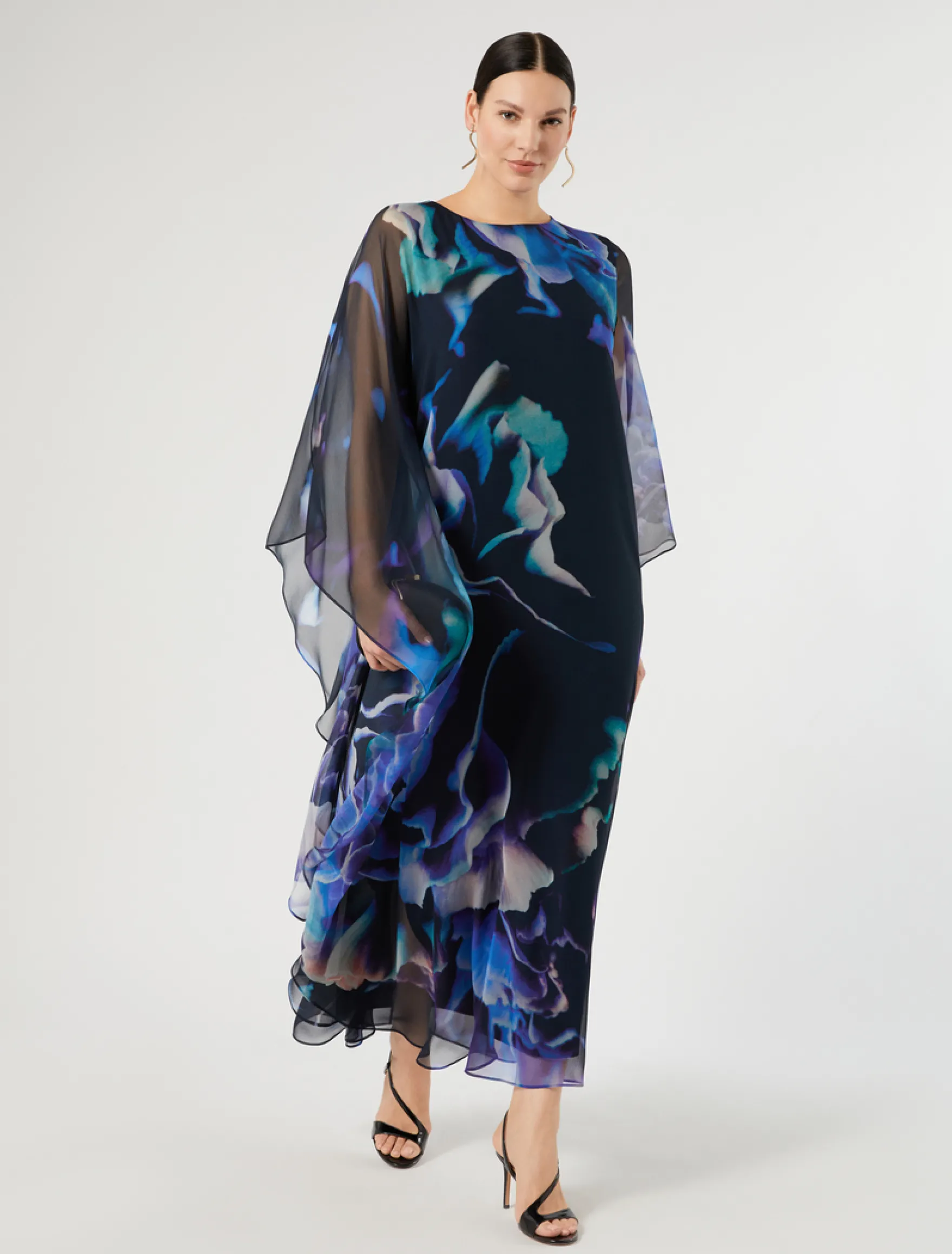 Abito in georgette di pura seta - BLU