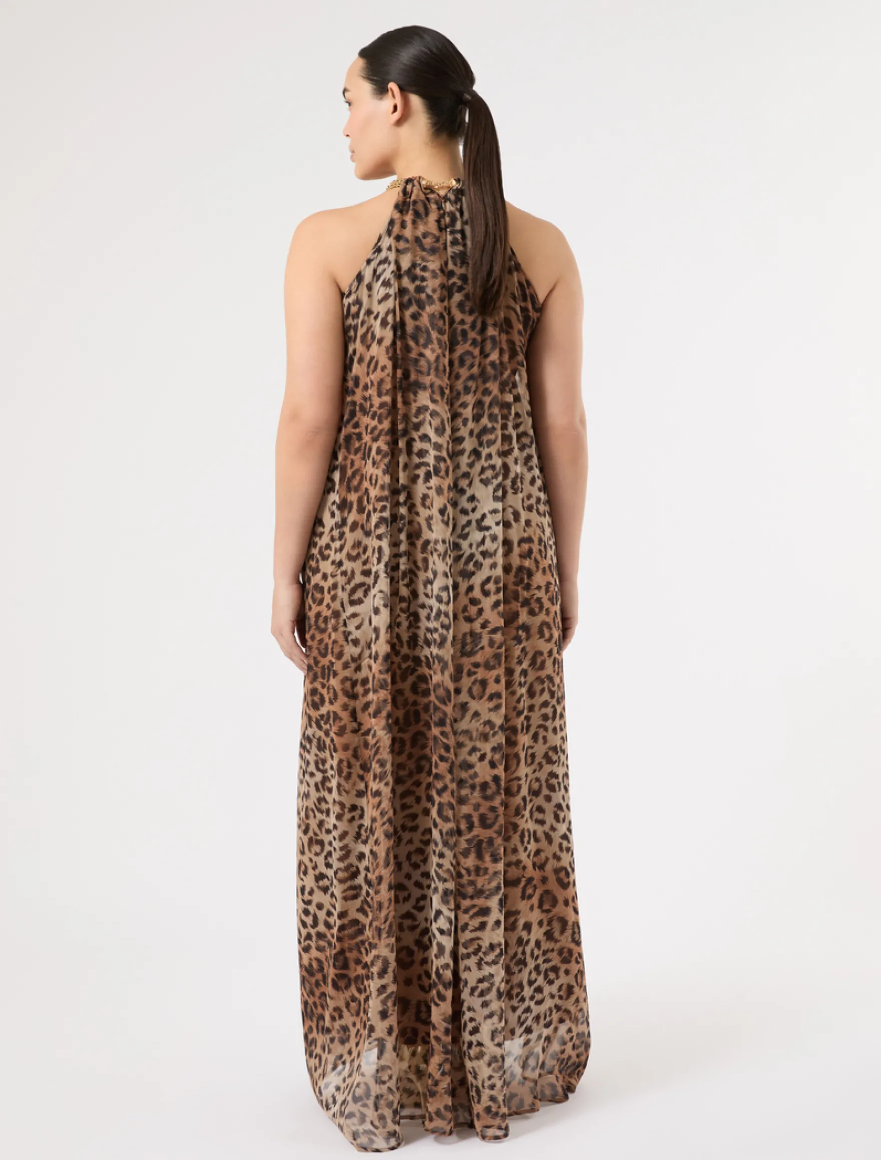 Abito in georgette di seta - MARRONE