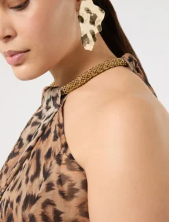 Abito in georgette di seta - MARRONE