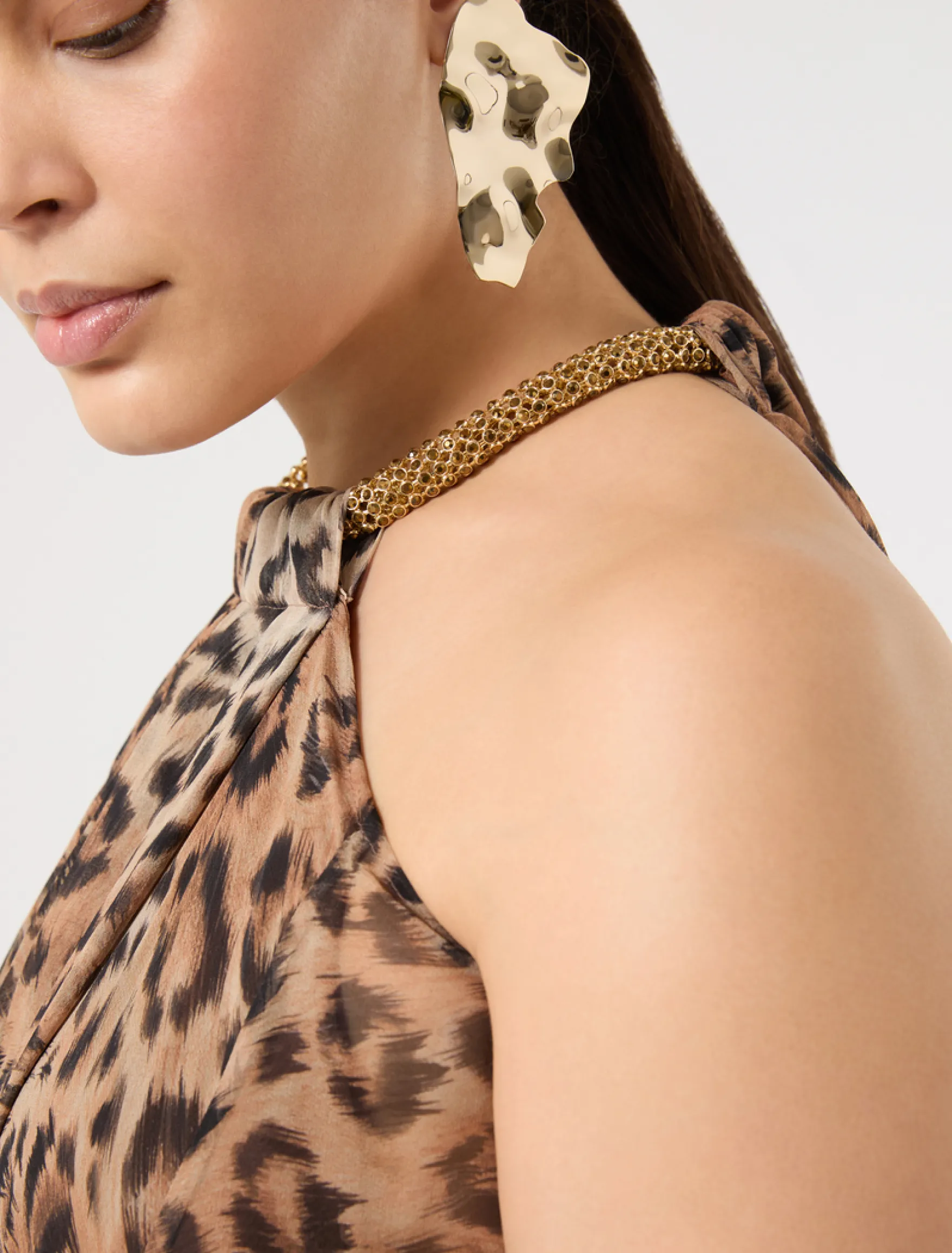 Abito in georgette di seta - MARRONE