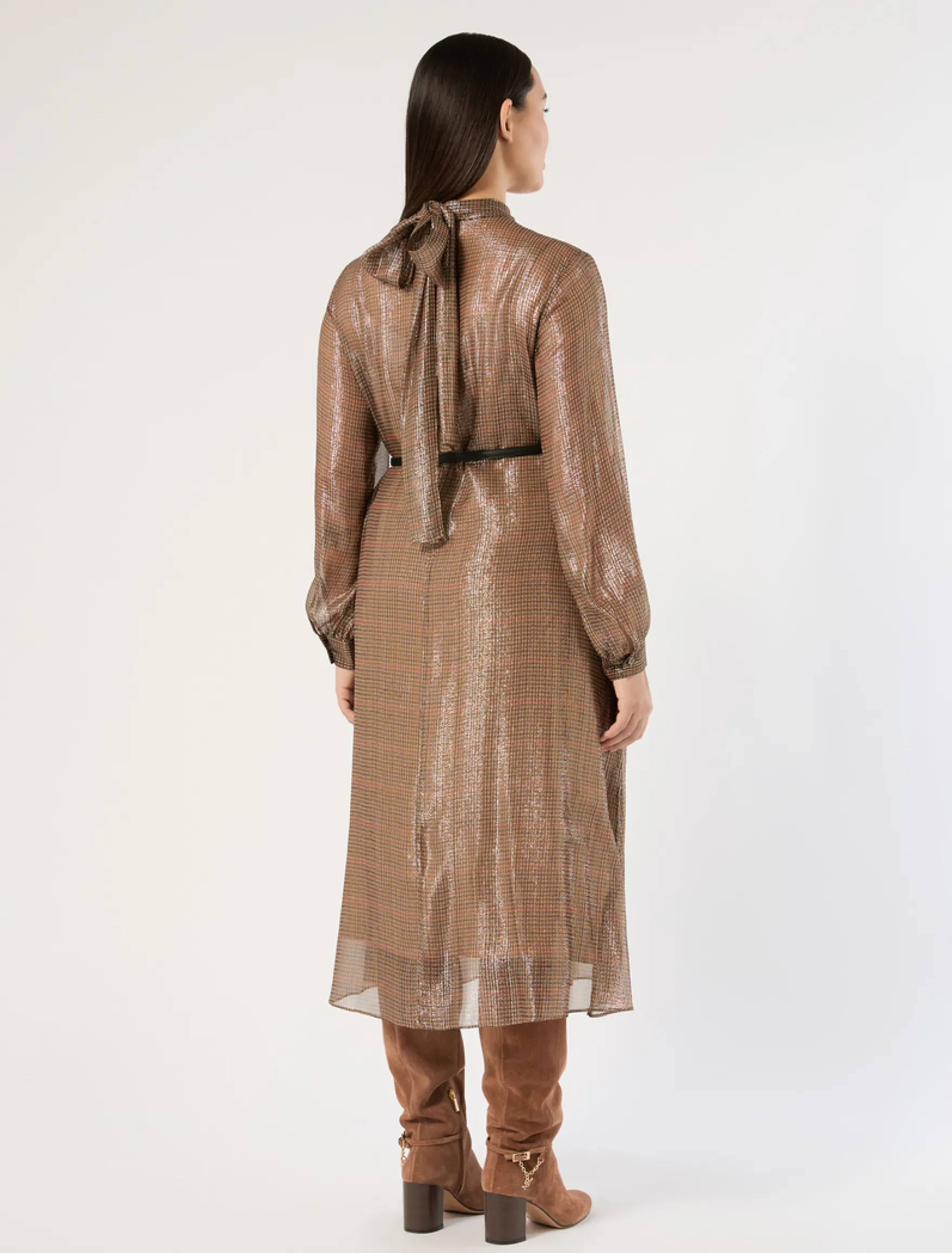 Abito in georgette di seta - ORO CAMMELLO