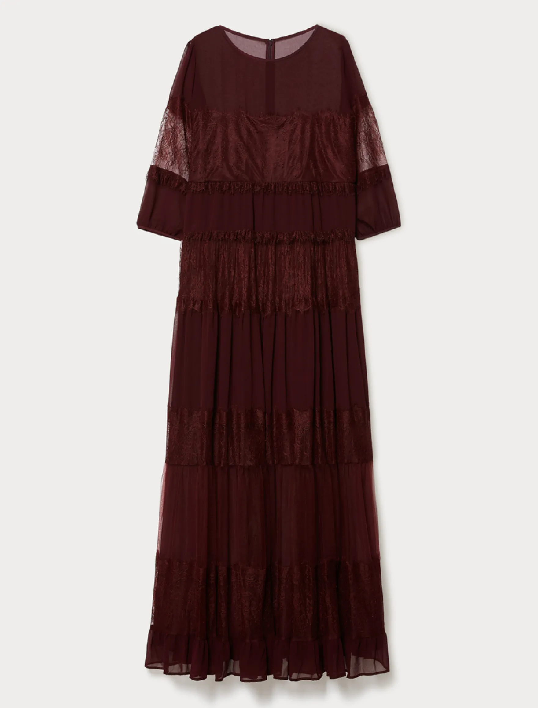 Abito in georgette e pizzo - ROSSO VIOLA