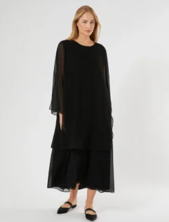 Abito in georgette - NERO