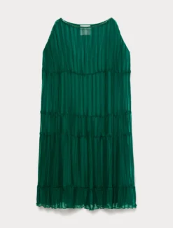 Abito in georgette plissé - VERDE SMERALDO