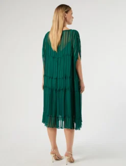 Abito in georgette plissé - VERDE SMERALDO