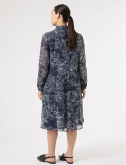 Abito in georgette stampato - BLU CINA