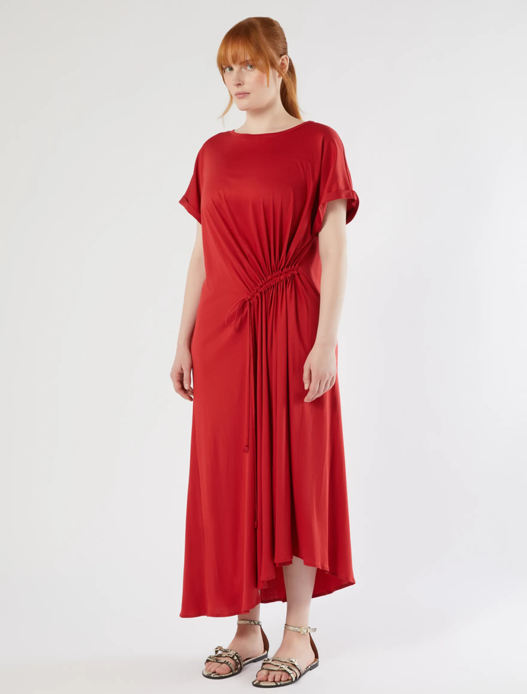 Abito in jersey con arricciatura - ROSSO