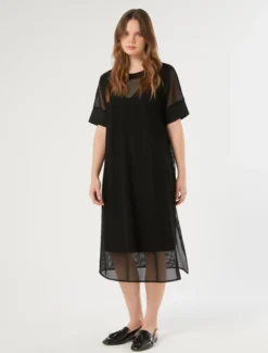 Abito in jersey rete - NERO