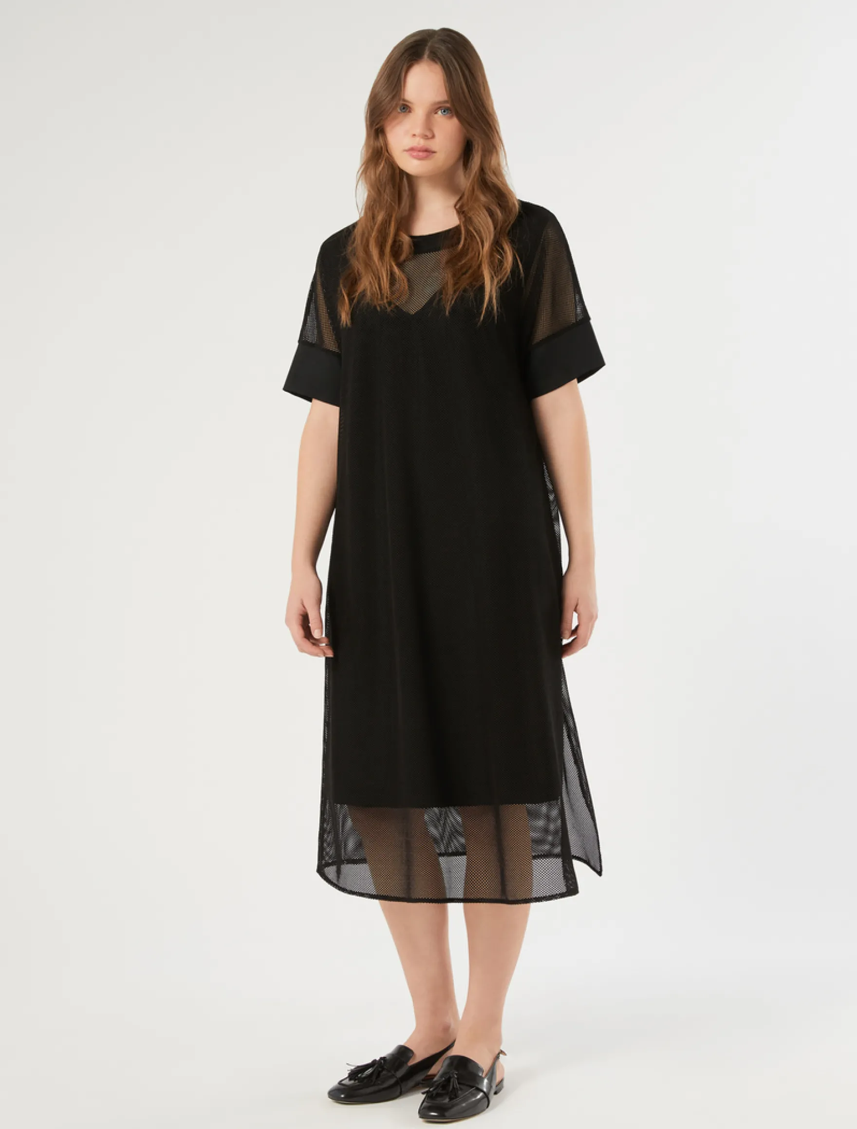 Abito in jersey rete - NERO