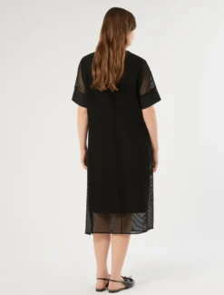 Abito in jersey rete - NERO